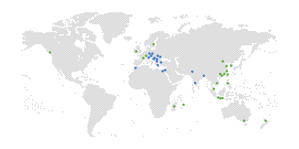 Testex locations world map